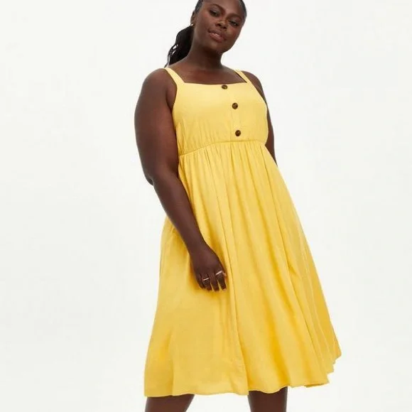 torrid Dresses Torrid Yellow Crosshatched Summer Dress 3x